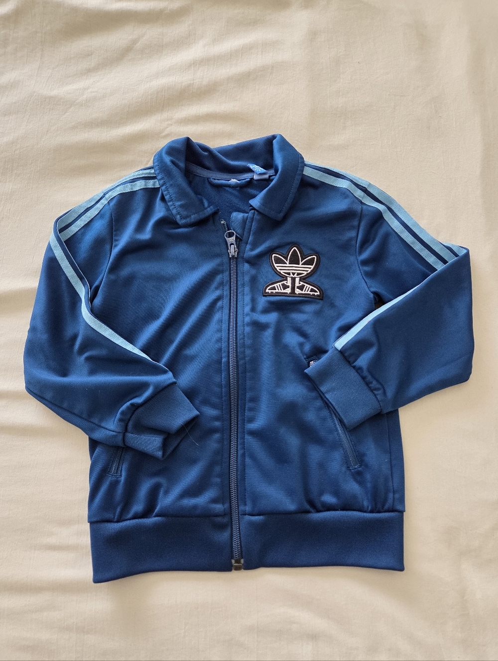 Adidas Kids Blue Track Jacket with Tiger Aplique On Back 4T
